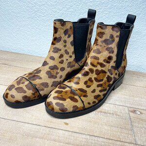Cole Haan Mara Grand Chelsea Boots Ocelot Calf Hair Leopard Black Size 7 NEW